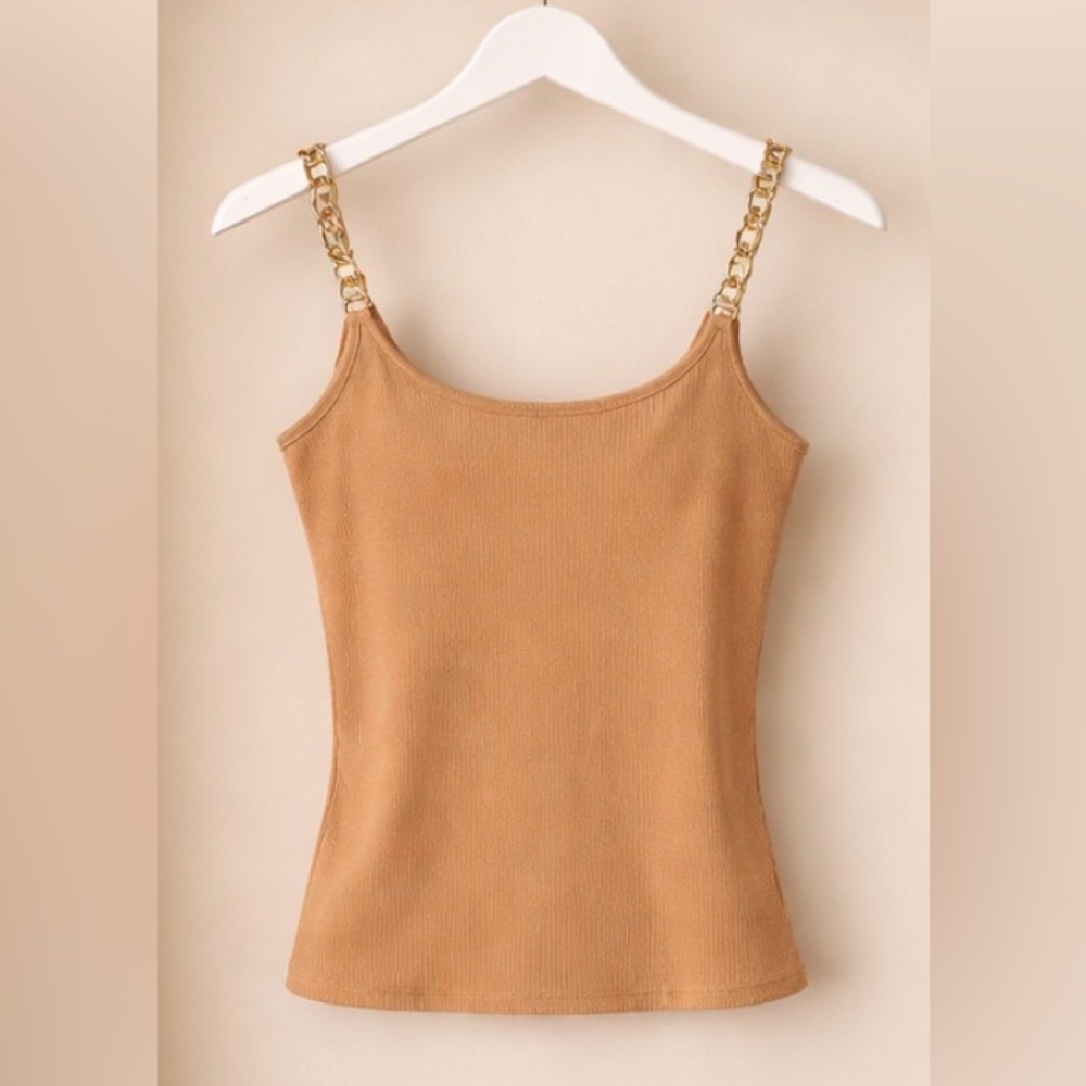 Chain Strap Tan Women's Top NWT from boutique unbranded